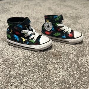 Converse Black Multicolor Dinosaur Kids Sneakers